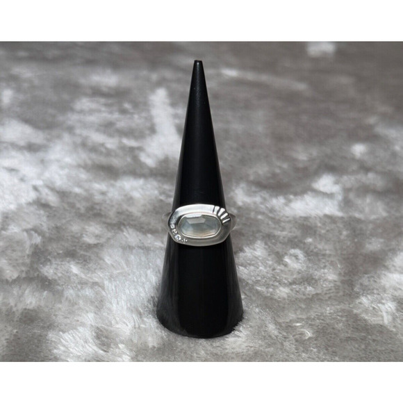 Kendra Scott Anna Gray Illusion Band Ring Silver Tone Size 6 NEW Boho - Picture 1 of 4